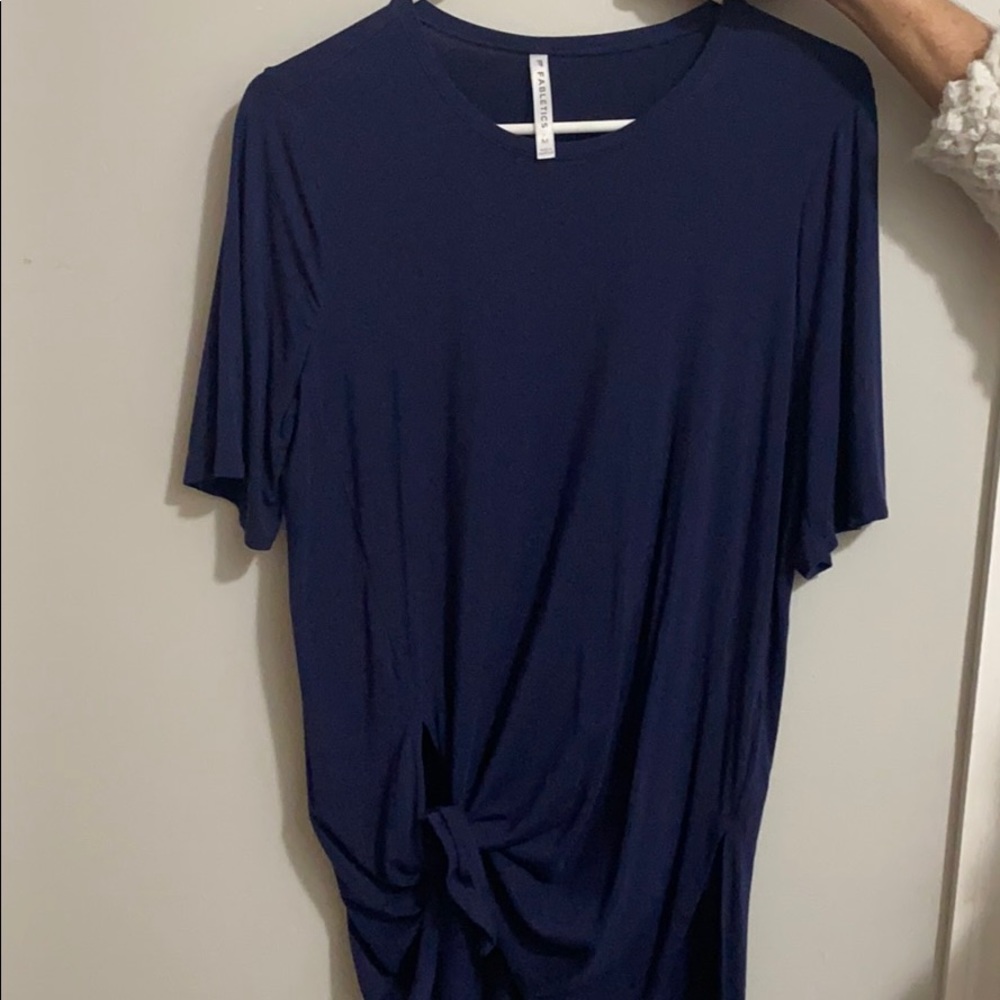 fabletics navy shirt with knot